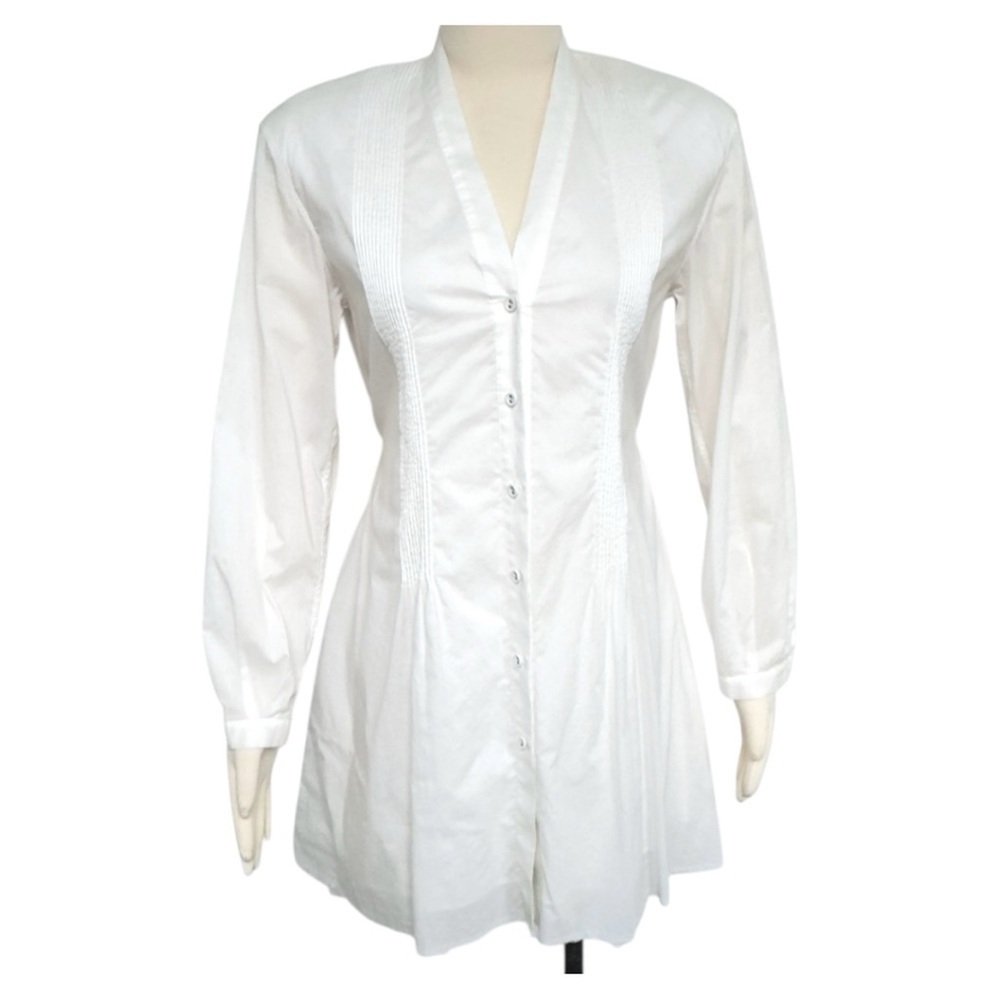 Rag & Bone Cotton ButtonDown Pintuck Pleated Tuxedo Tunic Long Sleeve Mini Dress - Picture 8 of 14